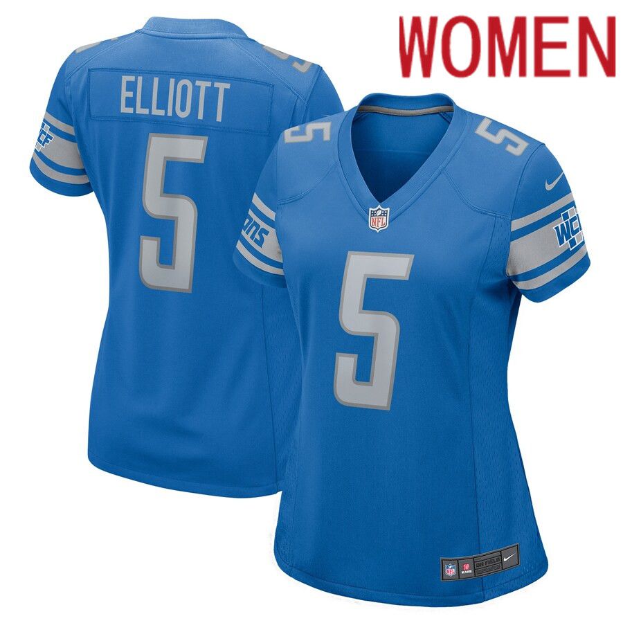 Women Detroit Lions #5 DeShon Elliott Nike Blue Player Game NFL Jersey->women nfl jersey->Women Jersey